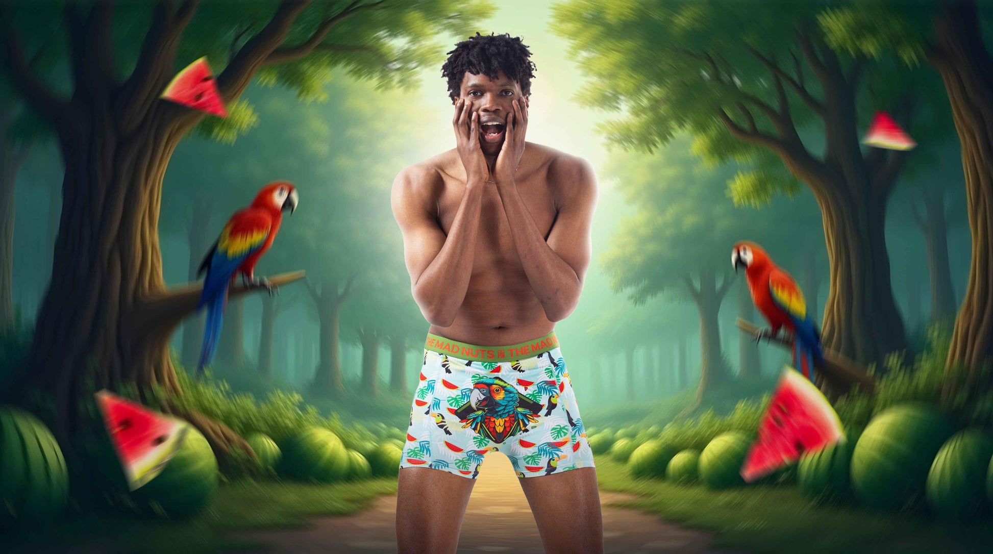 The Mad Nuts Boxer & Socks Collection Parrots