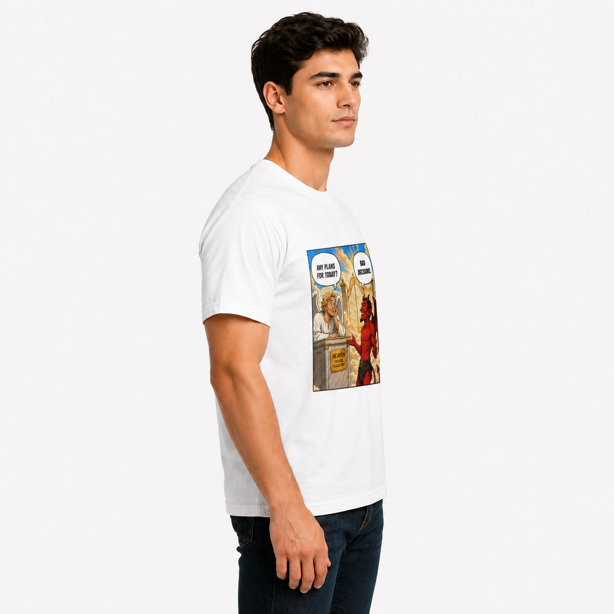 Funny Bad Decisions T-Shirt | Angel vs Devil Comic Graphic Tee
