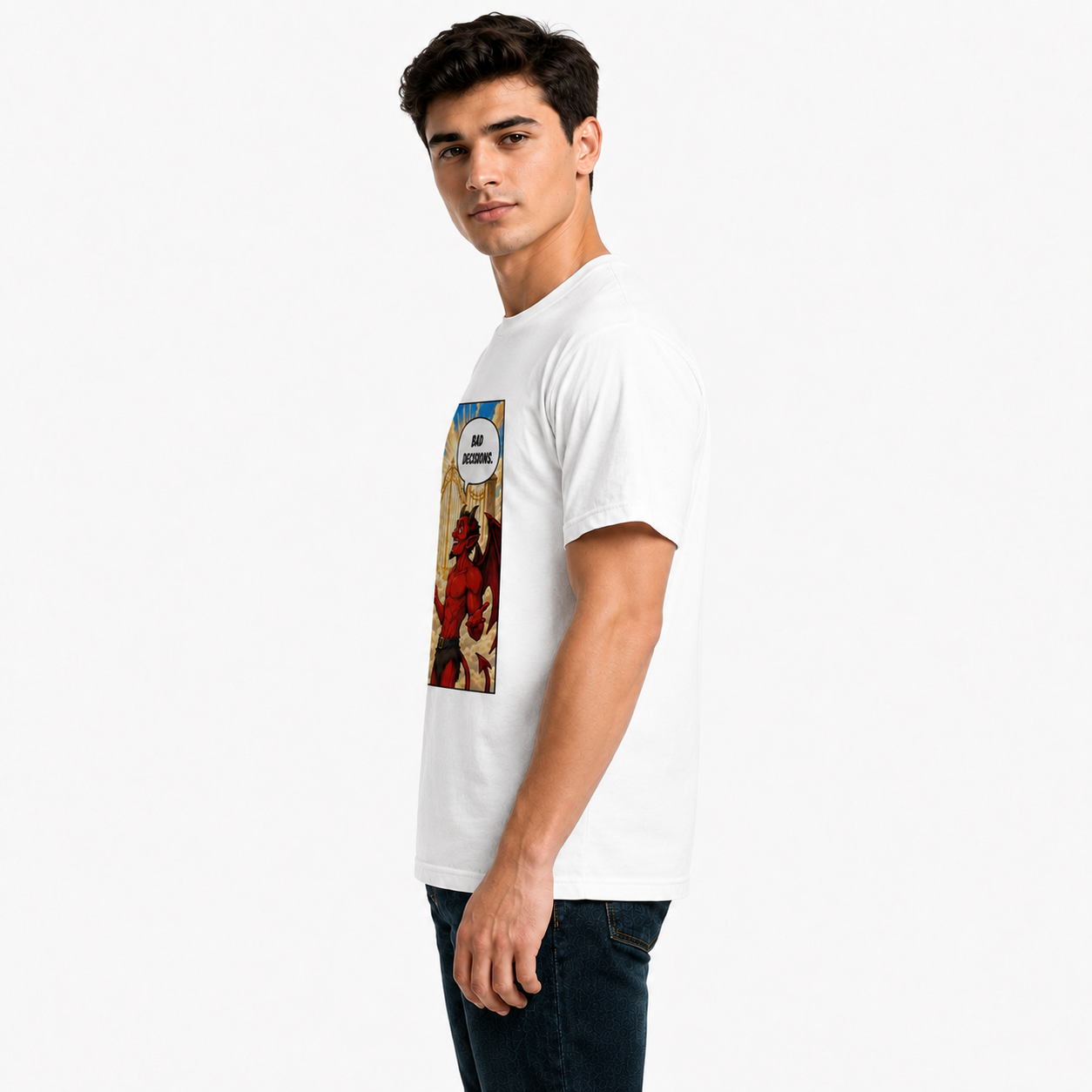 Funny Bad Decisions T-Shirt | Angel vs Devil Comic Graphic Tee